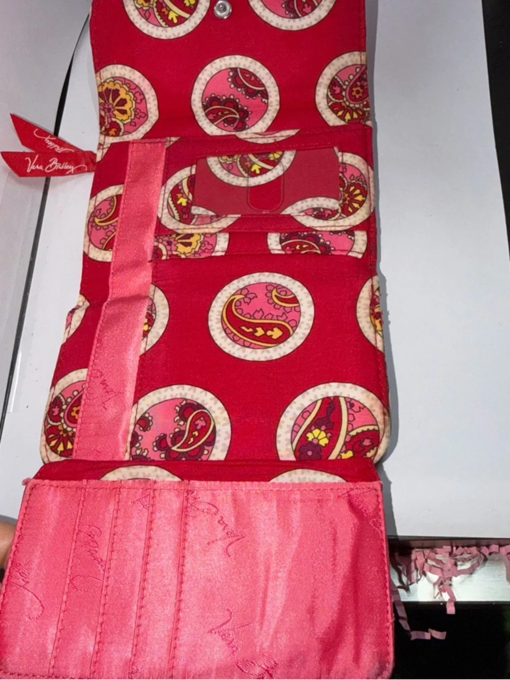 Vera Bradley Red and Pink Paisley Quilted Wallet - Picture 4 of 6